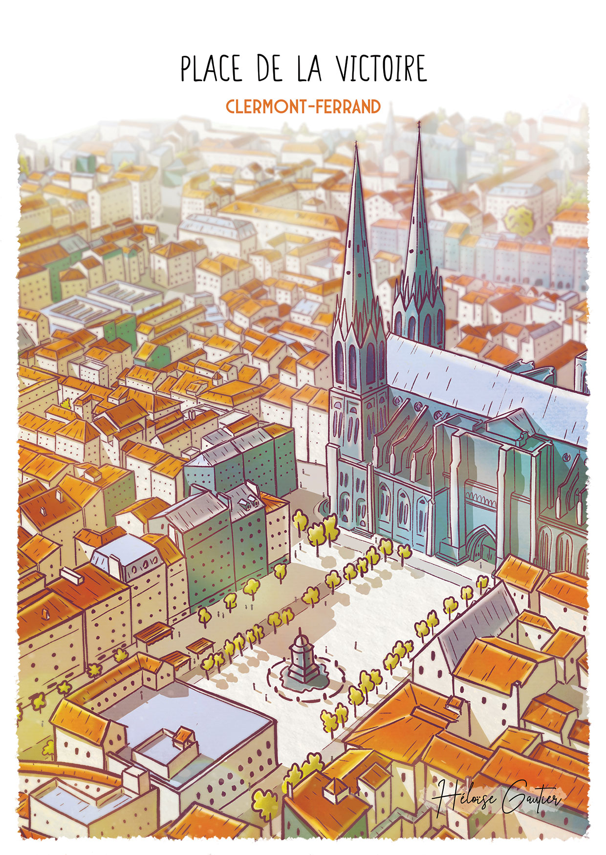 Illustration Place de la Victoire Clermont-Ferrand | Héloïse Gautier